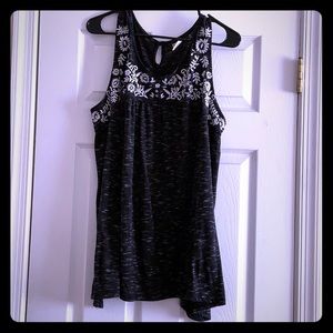Black Heathered Sleeveless Top